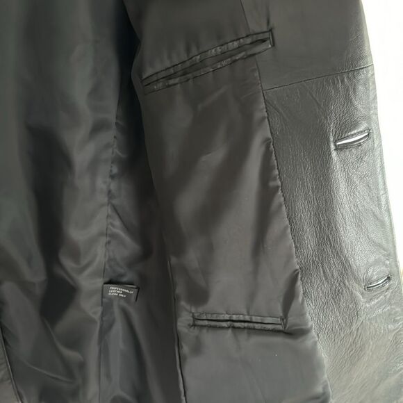 Alfani Men’s Black Genuine Leather Jacket Blazer Sleek Dress Coat Sz 42 REG NWT - Picture 10 of 14